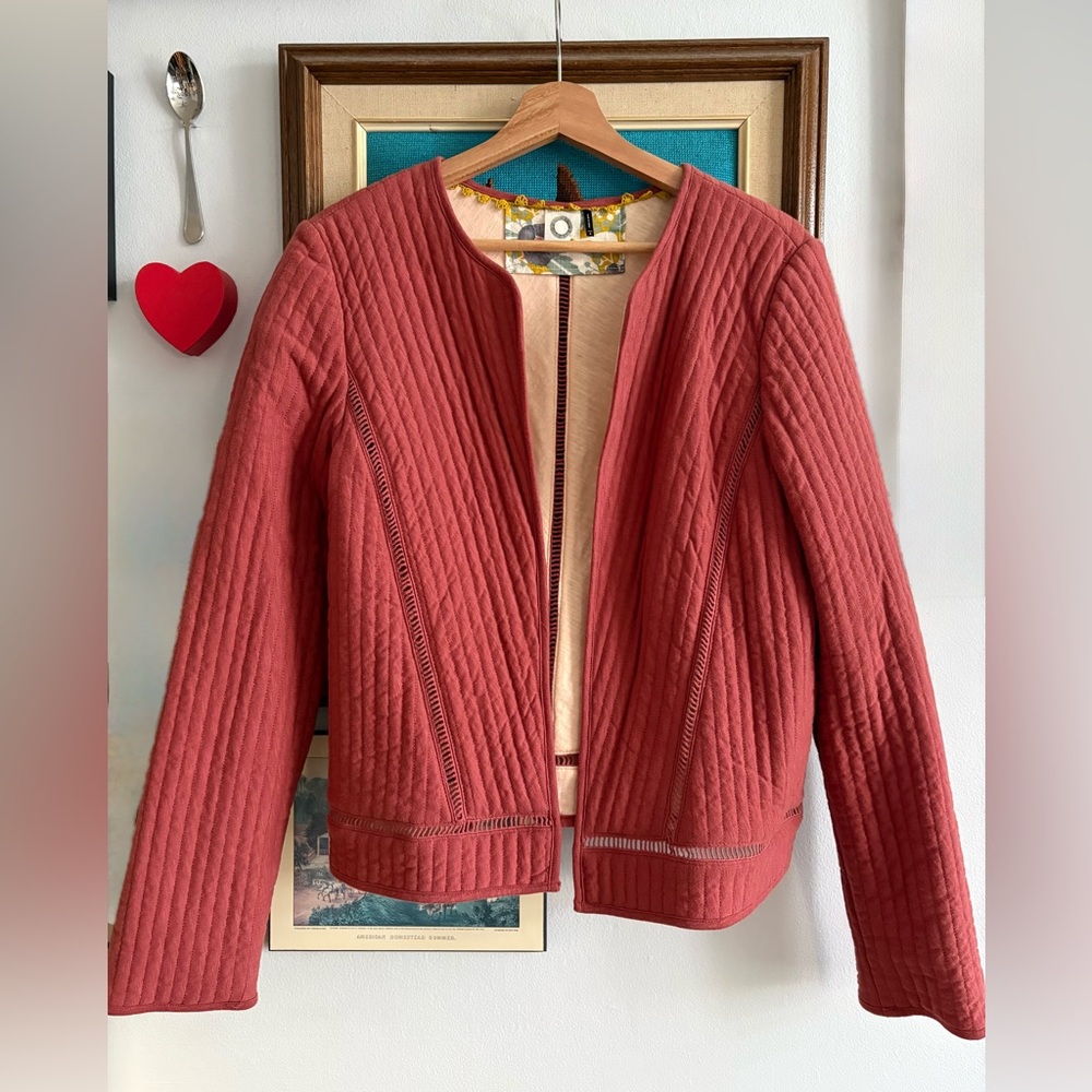 Anthropologie Quilted Rust Blazer Jacket